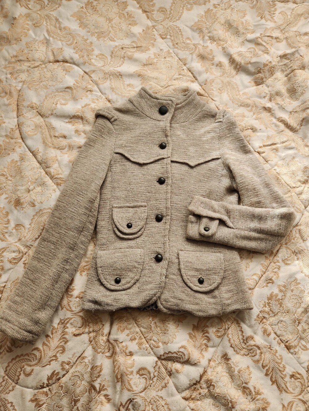 Anthropologie Free People Gray Wool Sweater Jacket Size S